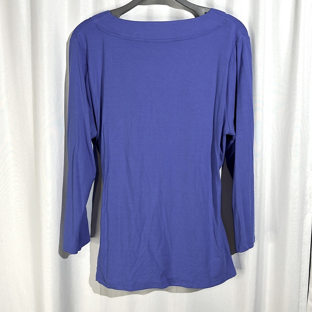 NEW Lauren Ralph Lauren Long Faux Wrap Luxury Long  Sleeve Top Blue XL - Picture 4 of 6
